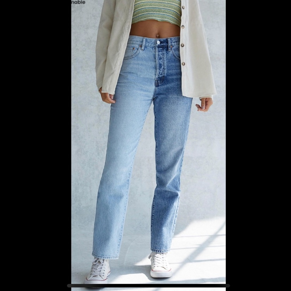 Two tone dad jeans